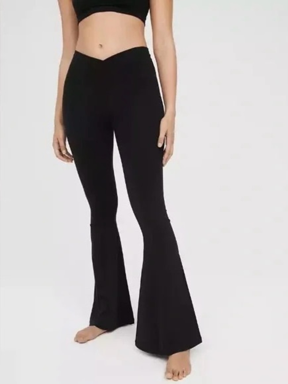 aerie Black High-Rise Flare Pants